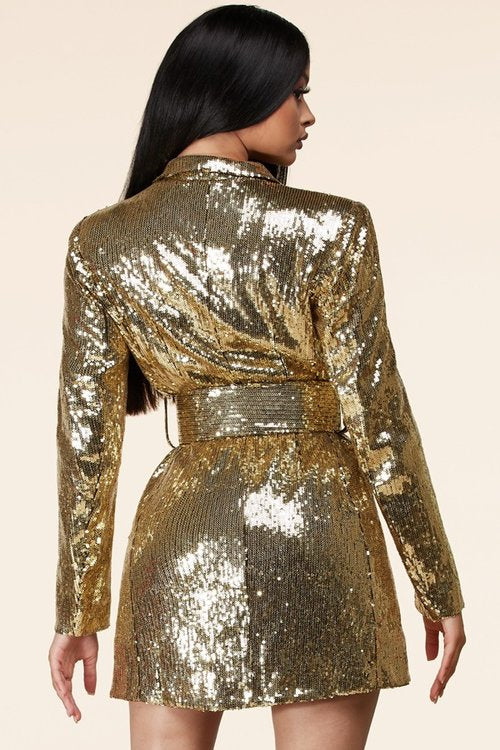 Las Vegas Gold Sequin Mini Dress
