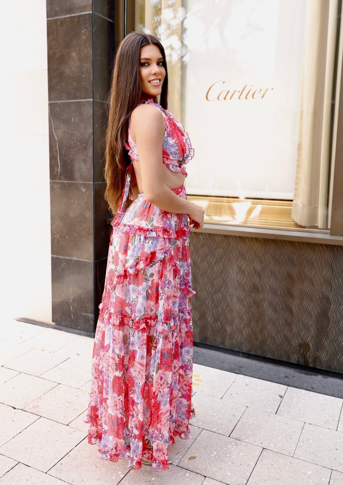 Floral Chiffon Maxi Dress