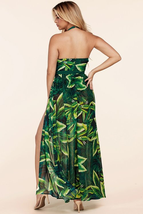 knee length dresses for ladies Halter Maxi Dress With Ruffle | Tulum Dress, Beach Maxi Dress, Ruffle Maxi  Dress main image 1