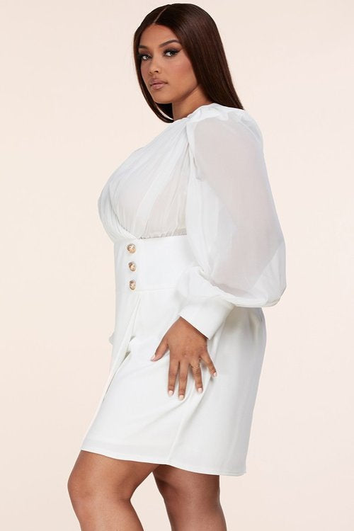 fitted lace wedding dress Long Sleeve Mini Dress