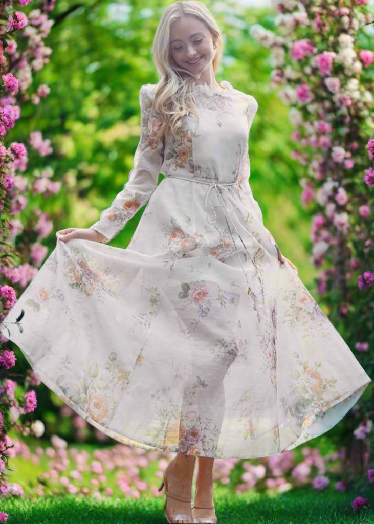 Maikelin's Garden Maxi Dress – Romantic Floral Chiffon Dress for Spring Events & Special Occasions