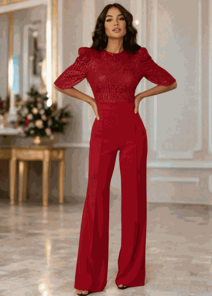 Red herring glitter jumpsuit on sale