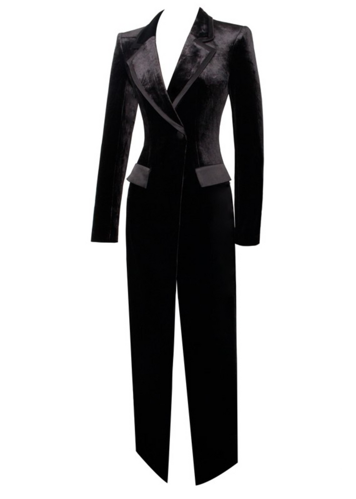 Black velvet blazer and gown
