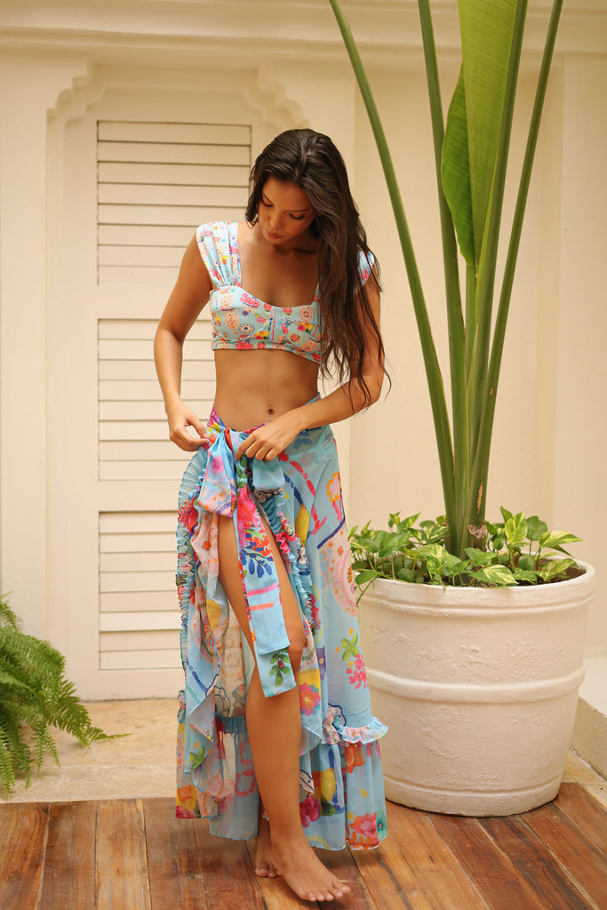 “LESSO” BLUE TWO-PIECE SWIMSUIT