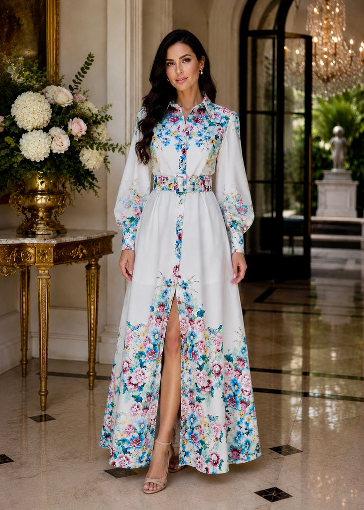 FLORAL LONG SLEEVE Maxi Dress Plus Size