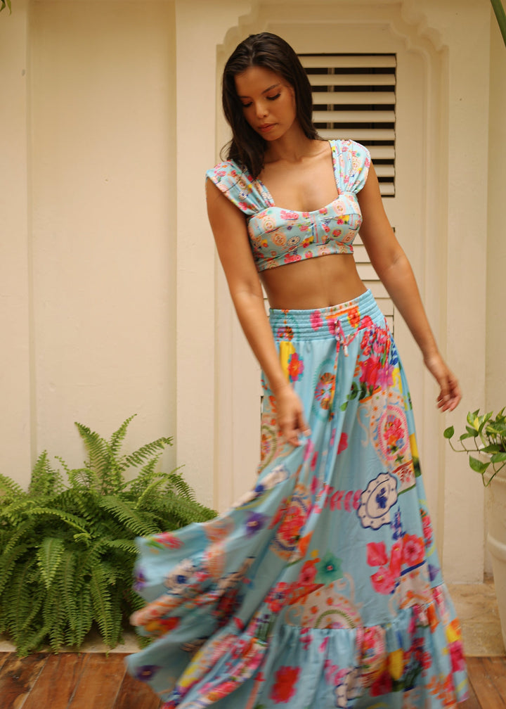 Amalfi Breeze Maxi Skirt – Elegant Floral Beachwear Cover-Up for Resort &amp; Summer Looks