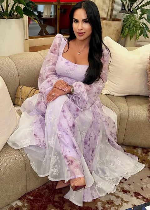Lavender Garden Romance Midi Dress S / US 2-4