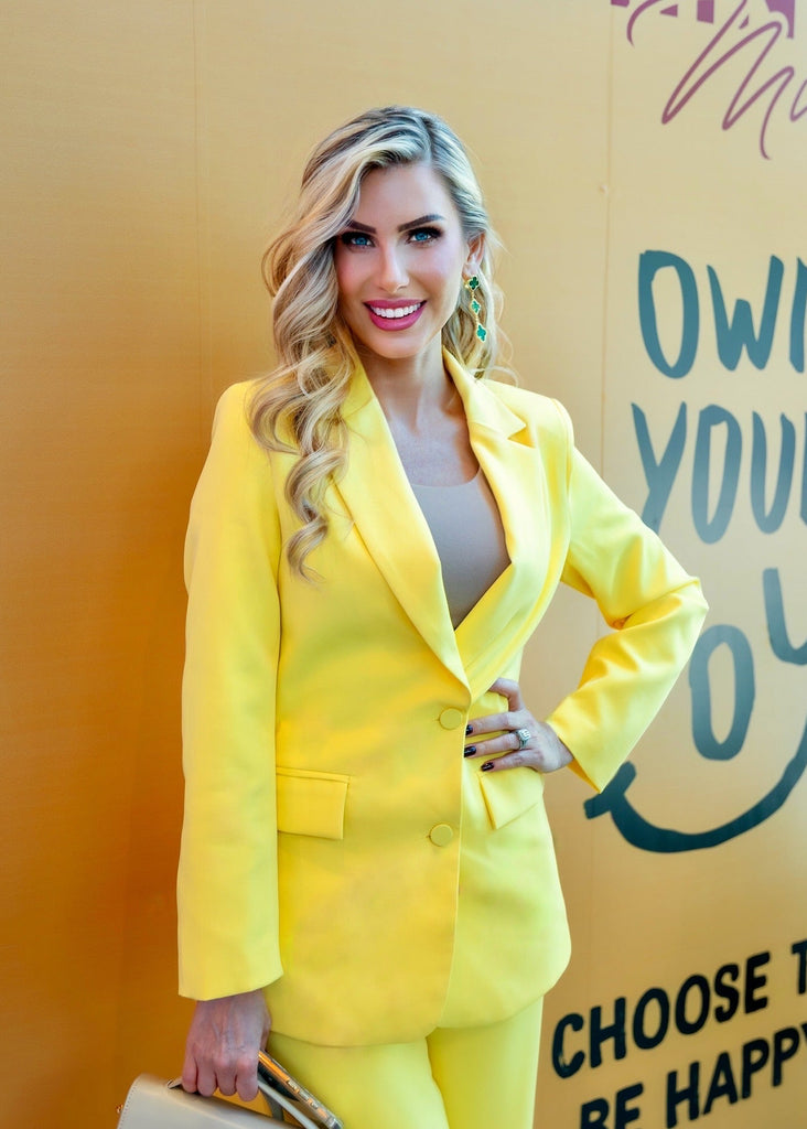 chinese dress ladies Executive Glow Light Yellow Three-Piece Suit Set L / US 10-12