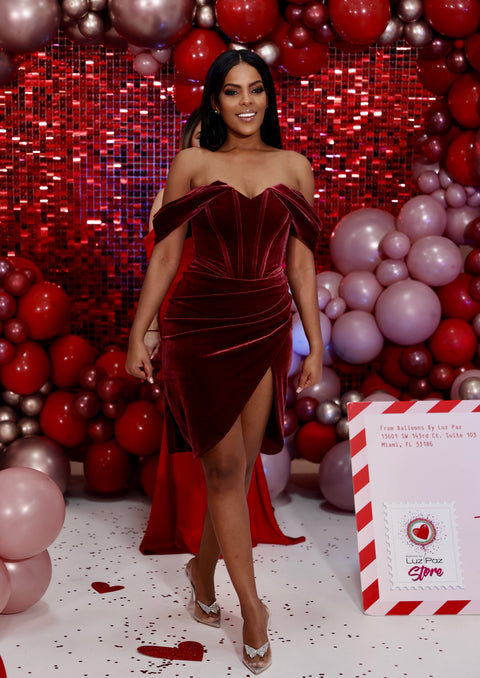 ALEXA COCKTAIL Dress - Off Shoulder Velvet Sleeves