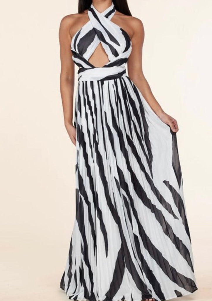 ZEBRA PRINT Cut Out Crisscross Halter Maxi Dress | Tanzania ZEBRA PRINT Cut Out Crisscross Halter Maxi Dress | Tanzania