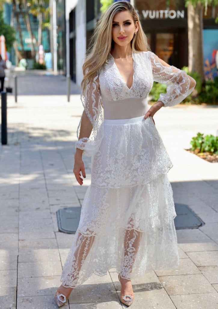bodysuit dress lace Lace Maxi Dress with Bodysuit