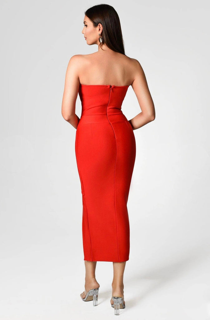 paulina red bodycon midi dress PAULINA MIDI Cocktail Dress
