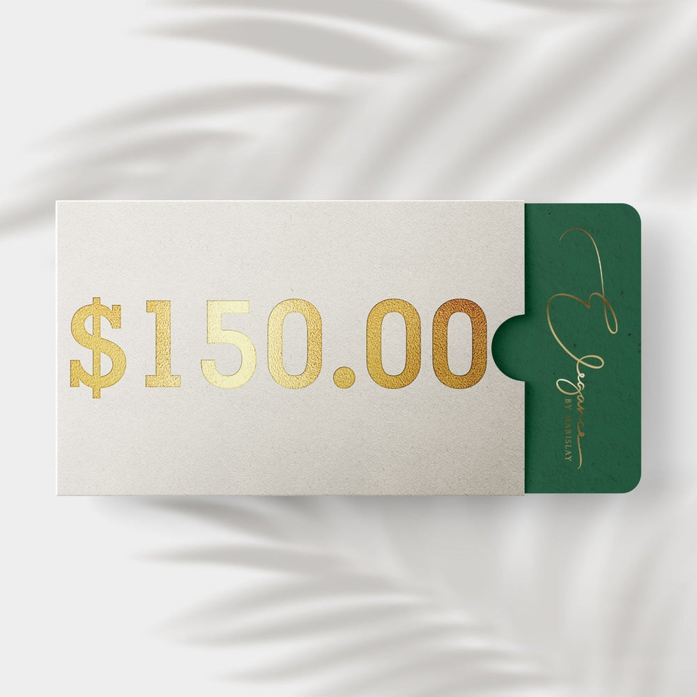 ELEGANCE BY MARISLAY gift card, $150 value, stylish and elegant design.