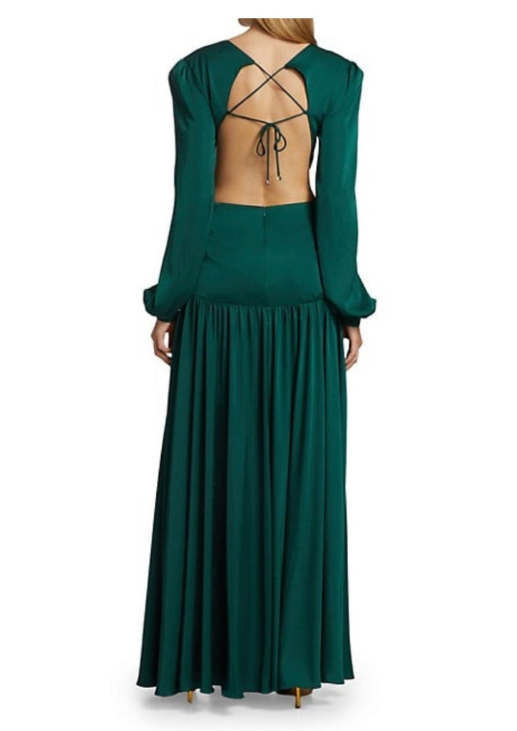 MYKONOS Aquamarine Satin Maxi Dress Luxe Elegance MYKONOS Aquamarine Satin Maxi Dress Luxe Elegance