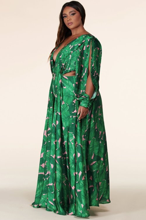 cut out maxi dress plus size TROPICAL CUT OUT Maxi Dress Plus Size