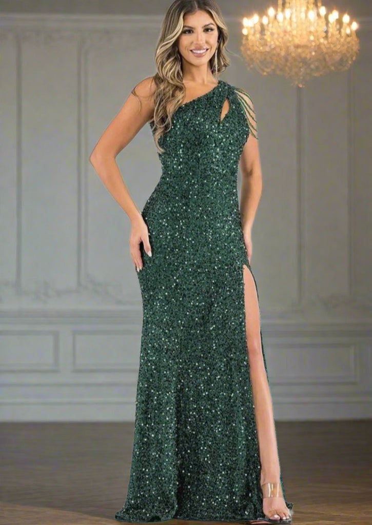 Emerald Sequin Evening Dress with Sultry Silhouette M / US 6-8 Emerald Sequin Evening Dress with Sultry Silhouette M / US 6-8