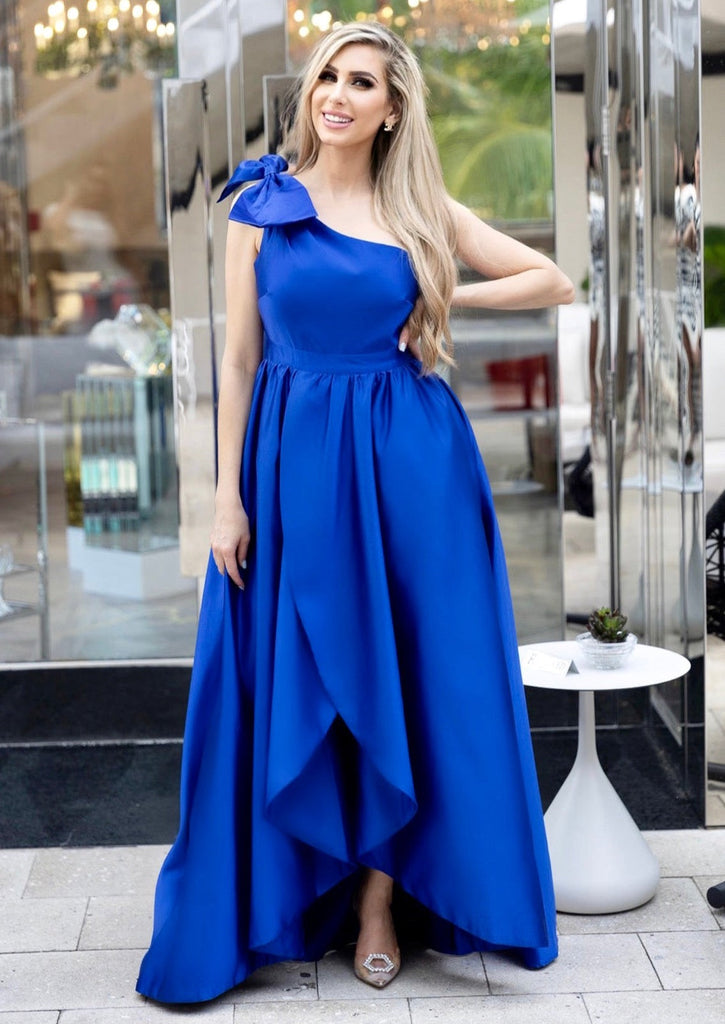 PRINCESS DIANA Royal Blue Satin Elegant Gown for Occasions PRINCESS DIANA Royal Blue Satin Elegant Gown for Occasions