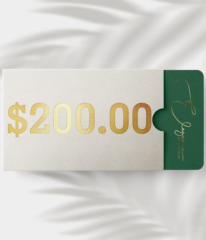 ELEGANCE BY MARISLAY gift card with $200 value, featuring elegant design.