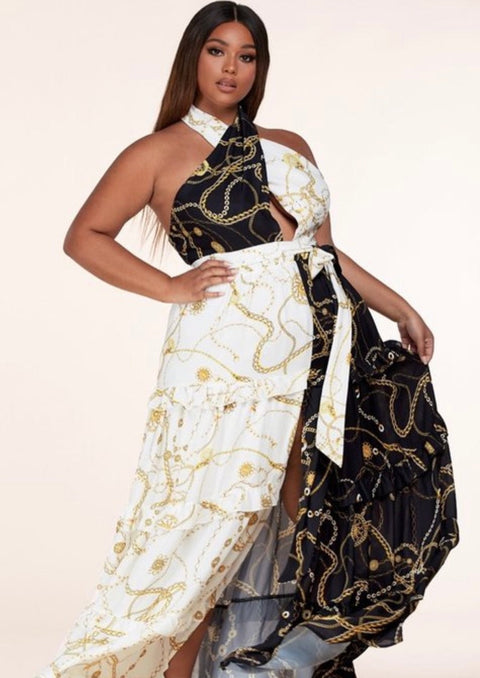 plus size maxi dresses black and white New YORK Black & White Maxi Dress