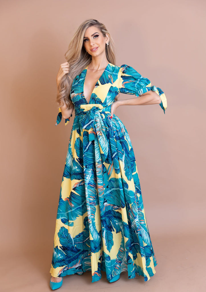 VENICE BEACH Summer Print Maxi Dress with Split Front VENICE BEACH Summer Print Maxi Dress with Split Front